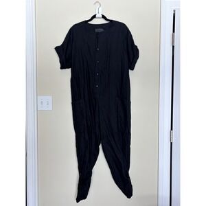 No 6 Store Classic Black 100% Linen Hand Sewn USA 1pc Outfit Jumpsuit Size 1 / S